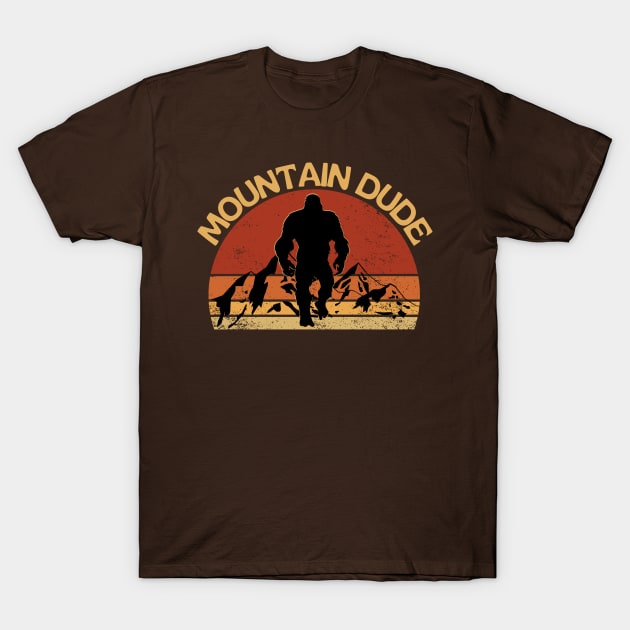 Mountain Dude Vintage Bigfoot Hiking T-Shirt by Illustradise